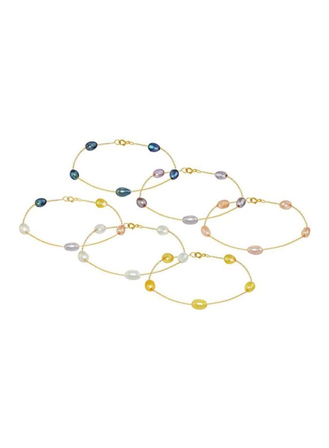 Vera Perla 6-Piece 10 Karat Gold Pearl Bracelet  - Image 1