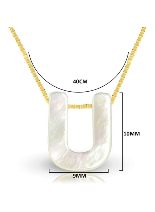 Vera Perla - 18 Karat Gold U Letter Mother Of Pearl Pendant Necklace - Image 1