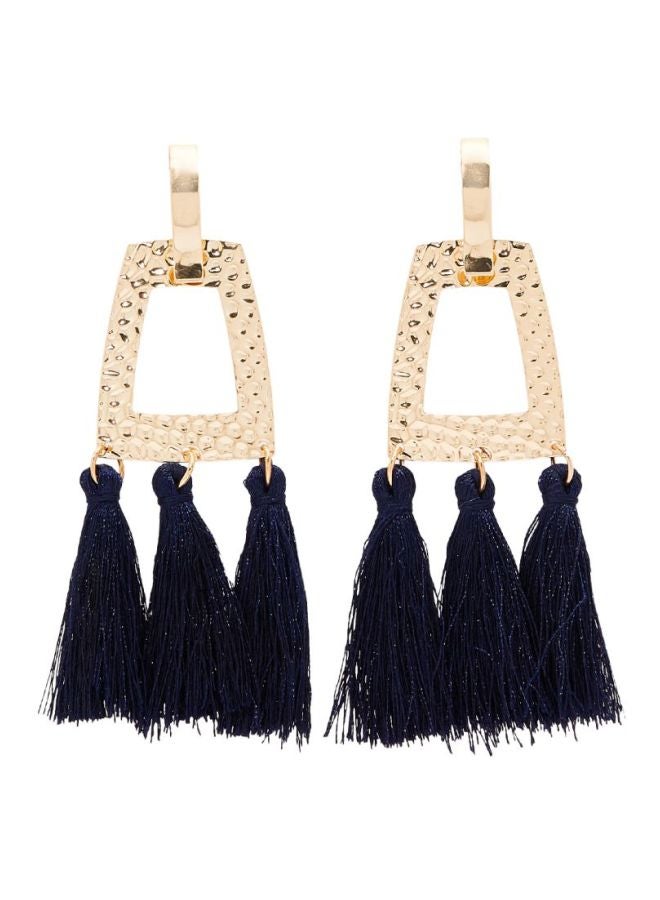 YUEJIN - Gold Plated Geometric Design Tassel Earrings - Image 1