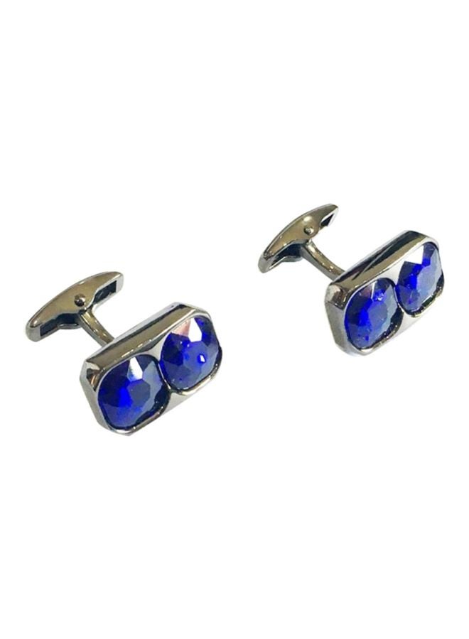 Alyashmac - Steel And Crystal Studded Cufflinks - Image 1
