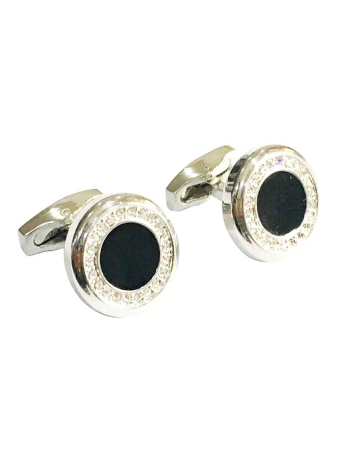 Alyashmac - Stylish Steel And Crystal Cufflinks - Image 1