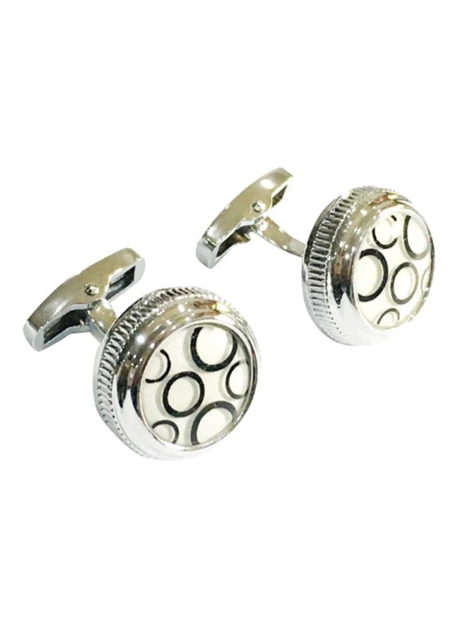 Alyashmac - Steel And Crystal Round Cufflinks - Image 1