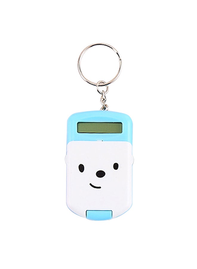 Generic Cute Cartoon Calculator With Keychain White/Blue 