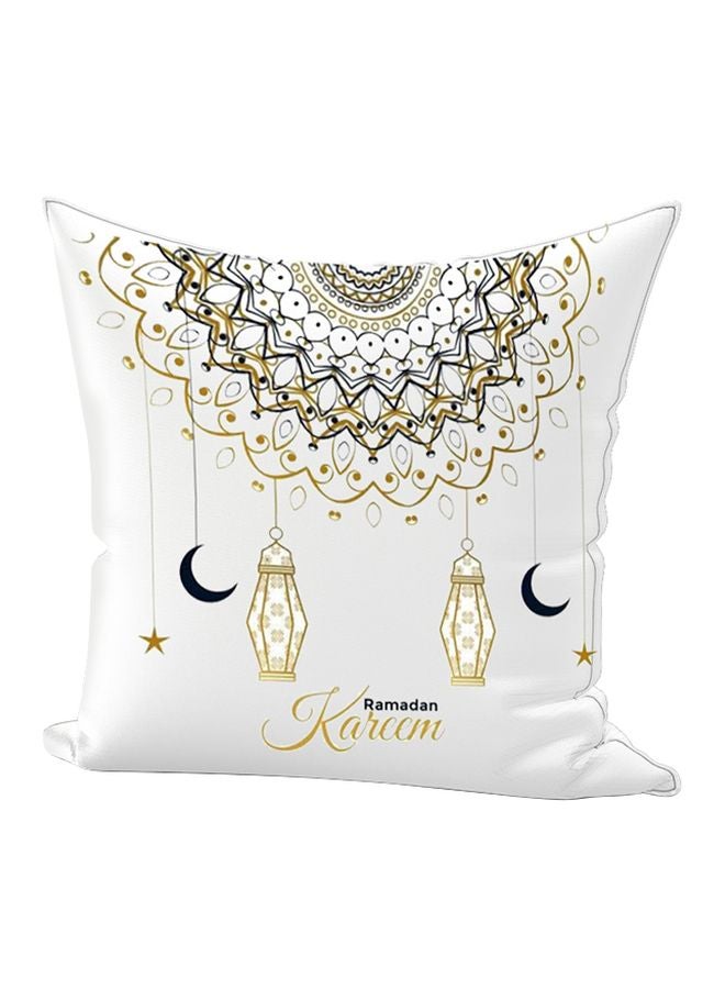 REGAL IN HOUSE Ramadan Kareem Printed Throw Pillow White/Gold/Black 65x65cm 
