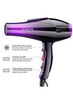 Sunhome 7-Piece Professional Hair Dryer Set 2300W Purple/Black  - Image 5