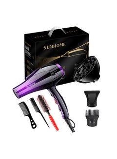 Sunhome 7-Piece Professional Hair Dryer Set 2300W Purple/Black  - Image 4