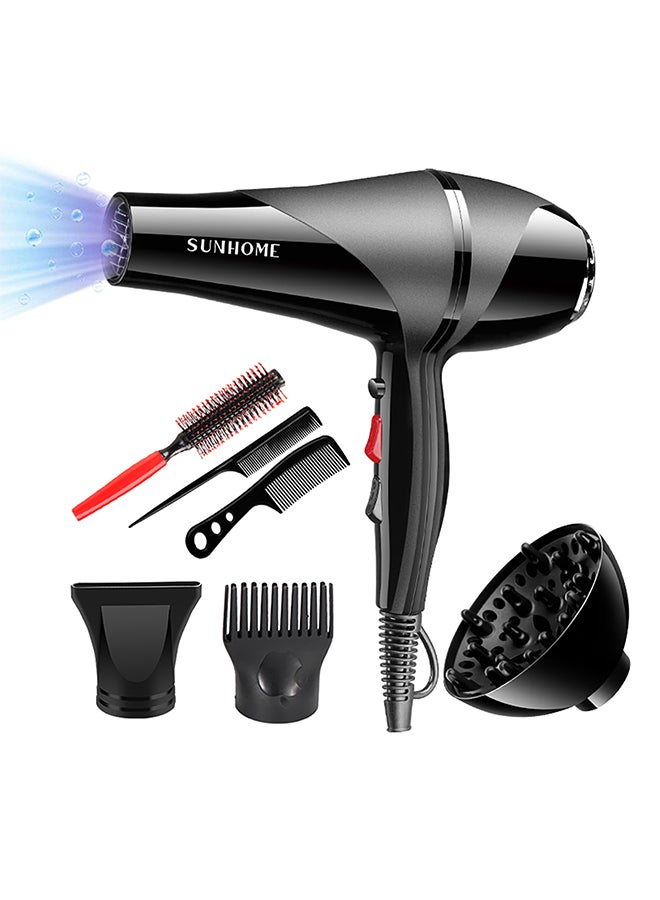 Sunhome 7-Piece Professional Hair Dryer Set，2300W Black 