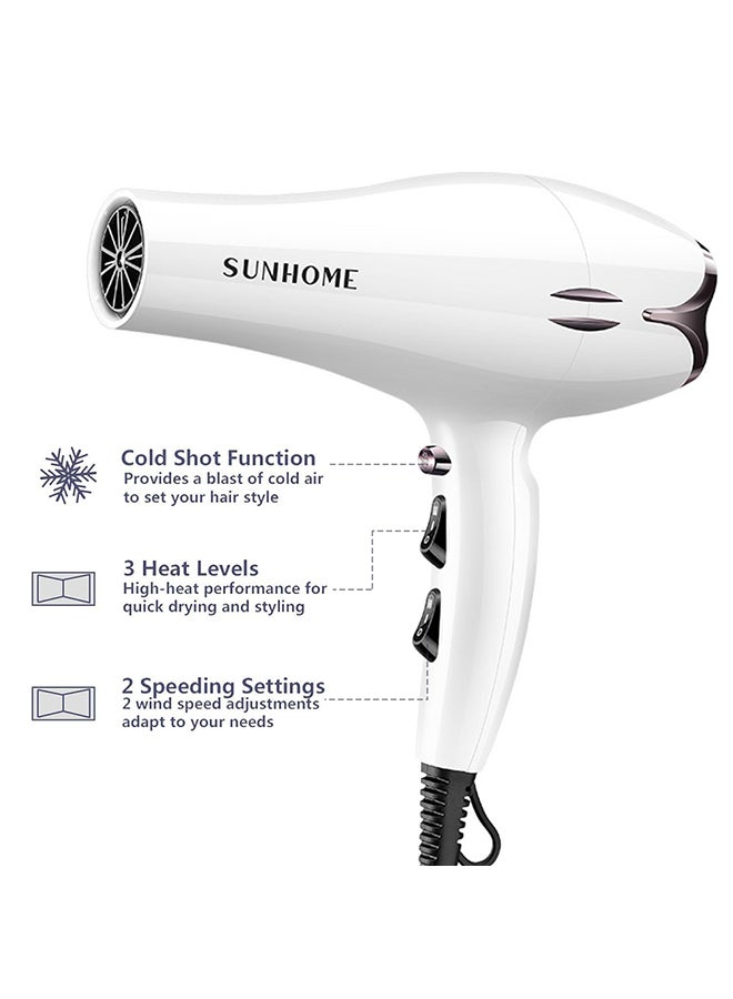 صن هوم مجموعة مجفف شعر احترافي من 12 قطعة أبيض/ أسود - Image 4