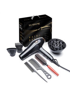 Sunhome 7-Piece Professional Hair Dryer Set, 2200W Black/Gold 250ml  - Image 2