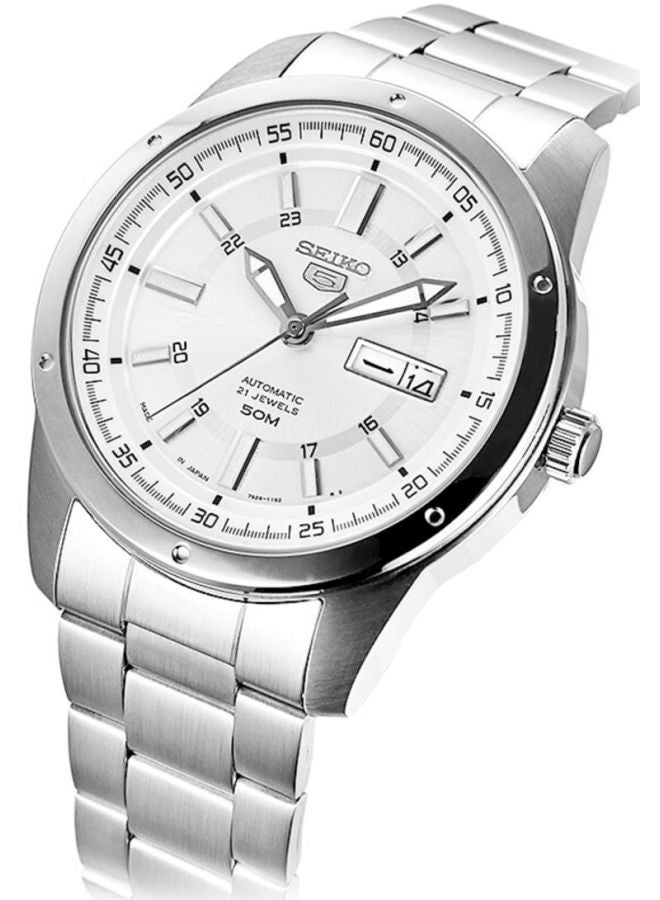 Seiko Men's Series 5 Round Shape Stainless Steel Analog Wrist Watch 43 mm - Silver - SNKN09J1  - Image 3