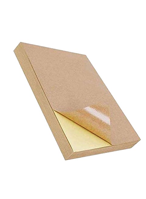 100 Sheets A4 Non-Removable  Label Sticker Paper Matte Brown