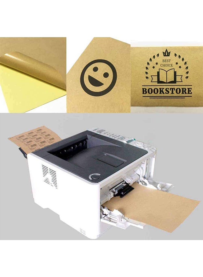 Generic - 100 Sheets A4 Non-Removable  Label Sticker Paper Matte Brown - Image 1
