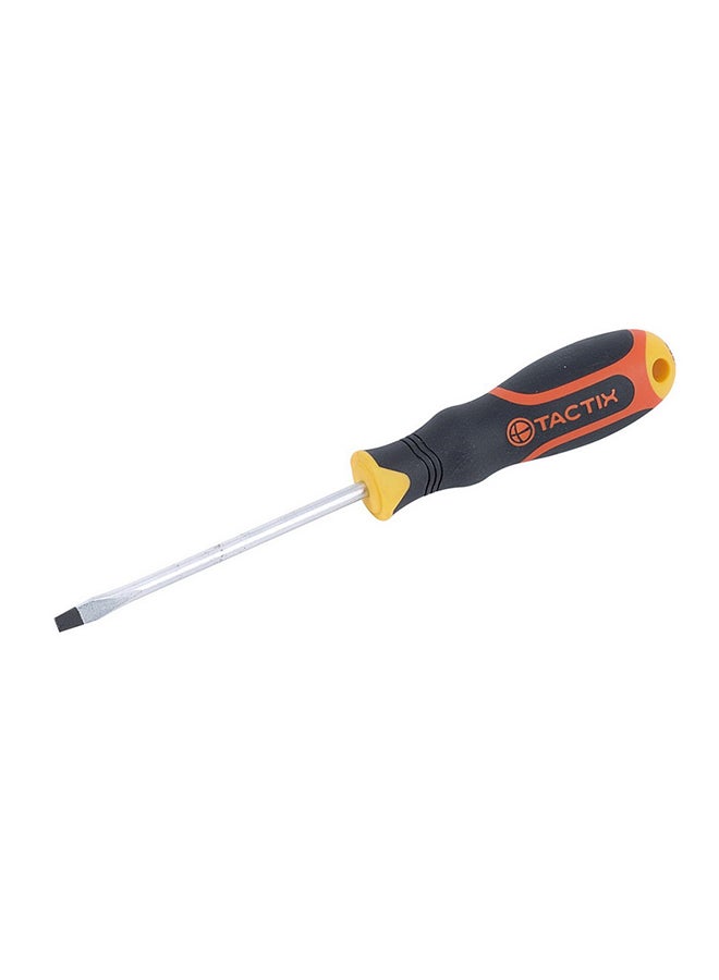 Tactix Tactix Screwdriver, Slot 5.5x100mm (7/32x4in), Non-Slip 3 Color Bi-Material Handle, Electrician Screwdriver, Magnetic Tip, Durable and Ergonomic Design- 205009 Multicolour  - Image 1
