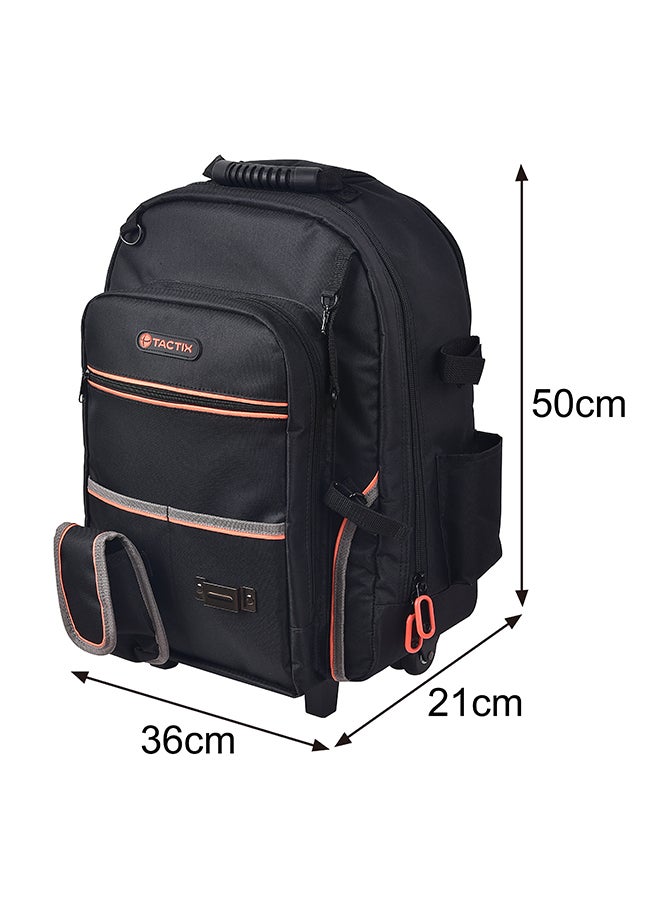 Tactix Tactix 19 Inches Rolling Tool Backpack, Large Tool Bag With Wheels, Rolling Electrician Bag For Men, Black, Dimensions 50Lx 36W x 21H cm- 323157  - Image 3
