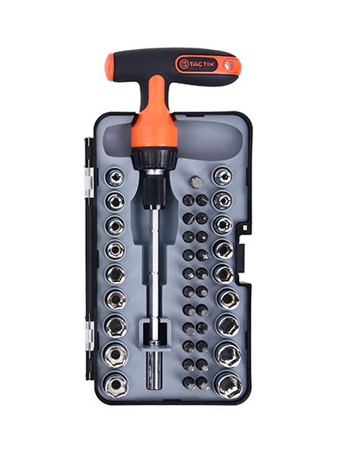 Tactix T-Handle Ratchet Multi-Bit Screwdriver Set, 43Pc. Precision Performance Unleashed, Durable Cr-V Bits, Ergonomic Comfort Grip For Diy Enthusiasts And Professionals- 900182 Multicolour 25x4x21.5cm 