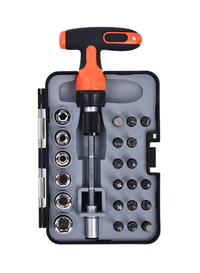 تاكتيكس طقم مفك بسقاطة صغير الحجم بتصميم حرف "T" من 24 قطعة متعدد الألوان 25x4x21.5سم