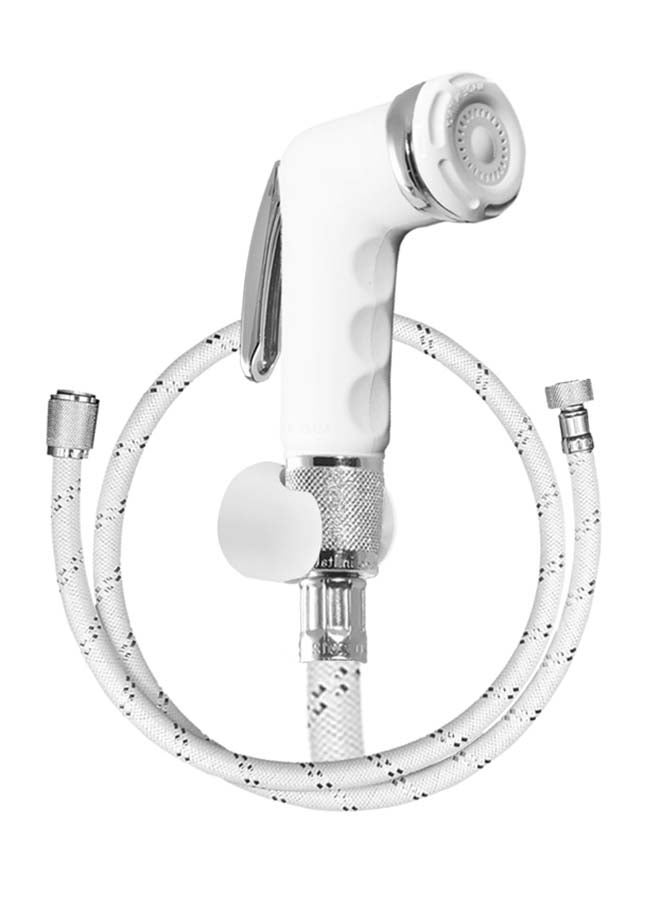 Toilet Hand Spray Shattaf With Hose And Hook White/Silver - Image 1