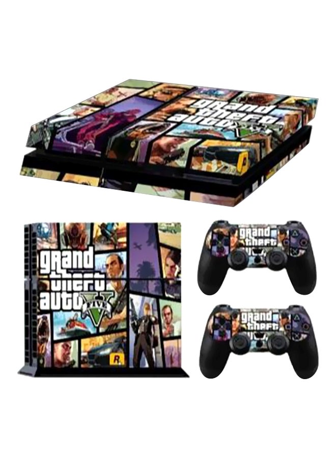 4-Piece Grand Theft Auto 5 Themed Console And Controller Sticker Set For PlayStation 4