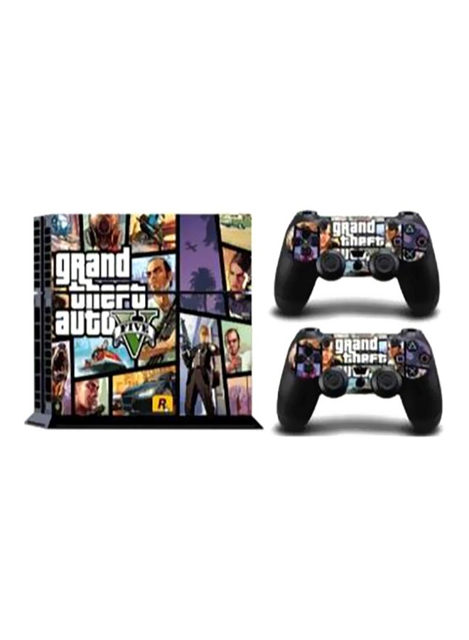 4-Piece Grand Theft Auto 5 Themed Console And Controller Sticker Set For PlayStation 4