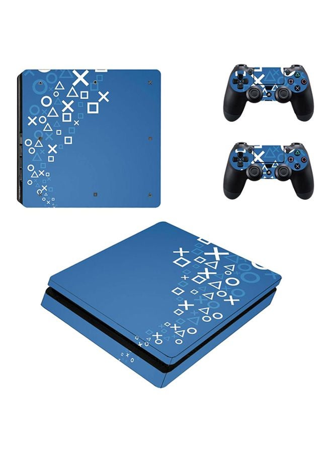 Vinyl Decal 3-Piece X Buttons Printed Console And Controller Skin Sticker Set For PlayStation 4 Slim - Image 1