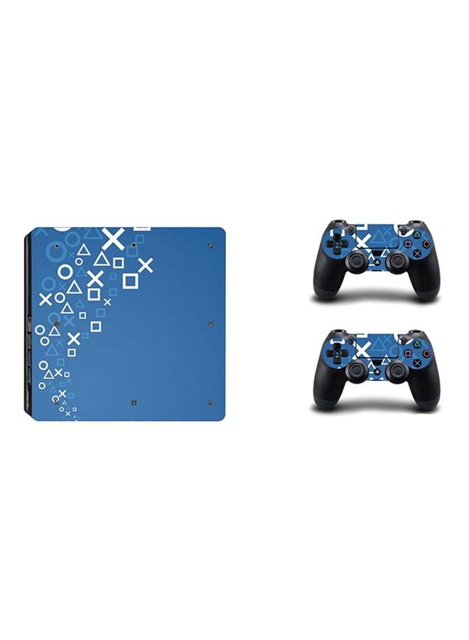 Vinyl Decal 3-Piece X Buttons Printed Console And Controller Skin Sticker Set For PlayStation 4 Slim - Image 2