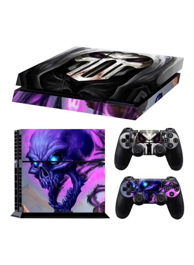Star 3-Piece Killer Devil Skull Printed Gaming Console And Controller Sticker Set For PlayStation 4 - Image 1