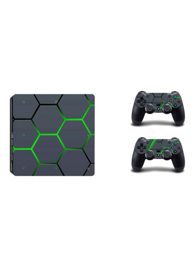 Vinyl Decal - 4-Piece Hex Design Printed Console And Controller Stickers - Sony PlayStation 4 - Image 1