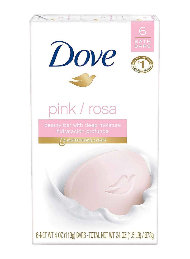 دوف حزمة مكونة من 6 قطع ألواح صابون روزا بيوتي الوردي 6 x 113جرام