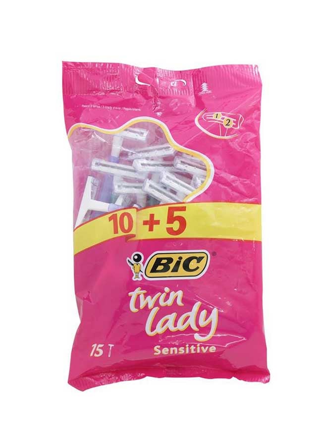 بيك حزمة من 15 شفرة حلاقة توأم للسيدة الحساسة للاستخدام مرة واحدة