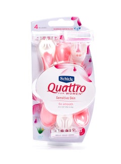 schick 3-Piece Quattro Razor Set Pink  - Image 1
