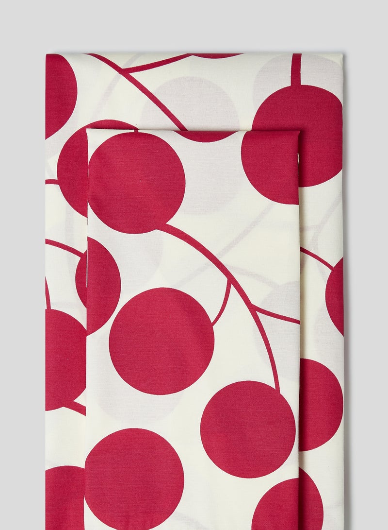 RISHAHOME 2-Piece 180 TC Premium Collection Single Size Ixora Bedsheet And Pillow Case Set Includes 1x Bedsheet 147x240 cm, 1x Pillow Case Cotton Red/White 50x75cm - Image 2
