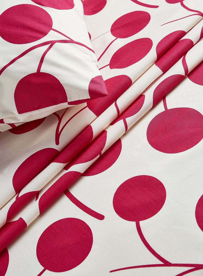 RISHAHOME 2-Piece 180 TC Premium Collection Single Size Ixora Bedsheet And Pillow Case Set Includes 1x Bedsheet 147x240 cm, 1x Pillow Case Cotton Red/White 50x75cm - Image 4