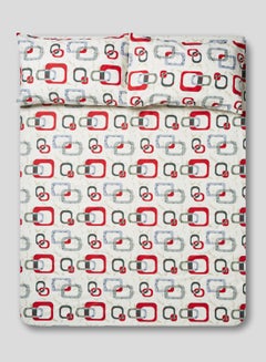 RISHAHOME 3-Piece Premium Collection Queen Size Precinct Flat Bedsheet And Pillow Case Set Includes 1x Bedsheet 240x254 cm, 2x Pillow Cases Cotton Multicolour 50x75cm  - Image 1