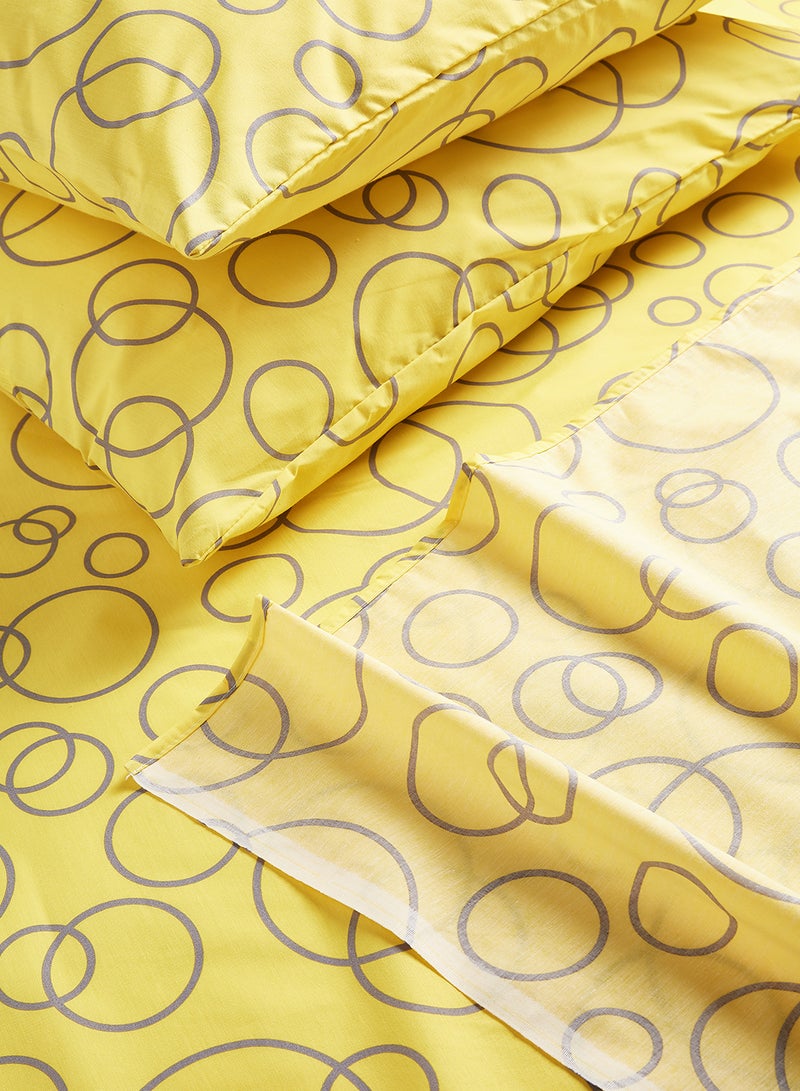 RISHAHOME 3-Piece 180 TC Premium Collection Queen Size Blue Circle Flat Bedsheet And Pillow Case Set Includes 1x Bedsheet 240x254 cm, 2x Pillow Cases Cotton Multicolour 50x75cm - Image 4