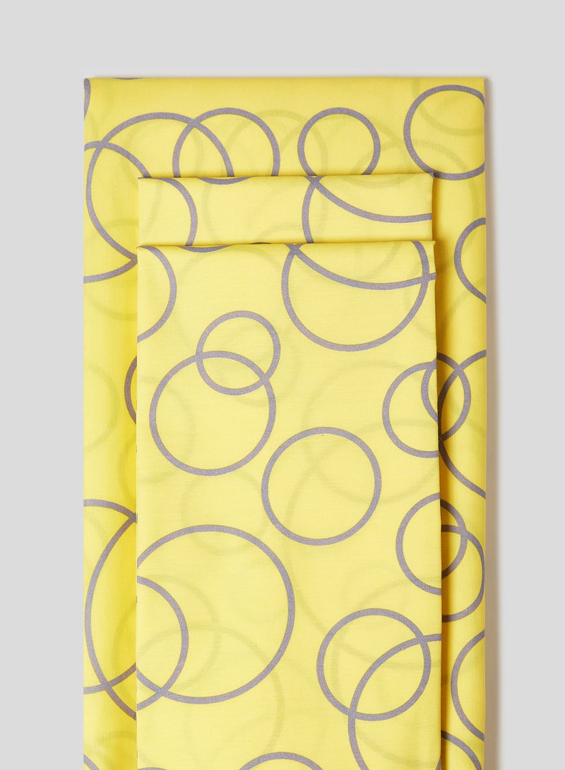 RISHAHOME 3-Piece 180 TC Premium Collection Queen Size Blue Circle Flat Bedsheet And Pillow Case Set Includes 1x Bedsheet 240x254 cm, 2x Pillow Cases Cotton Multicolour 50x75cm - Image 2