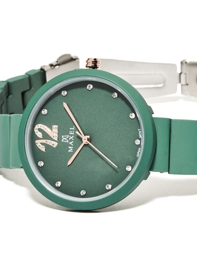 ماكسل ساعة يد بعقارب من مجموعة فاشن MX210 - مقاس 32 مم - لون أخضر للنساء - Image 3