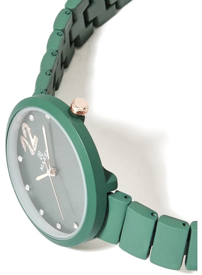 ماكسل ساعة يد بعقارب من مجموعة فاشن MX210 - مقاس 32 مم - لون أخضر للنساء - Image 4