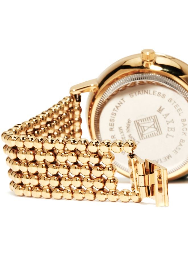 ماكسل ساعة يد بعقارب من مجموعة فاشن MX301 - مقاس 32 ملم - لون ذهبي للنساء - Image 2