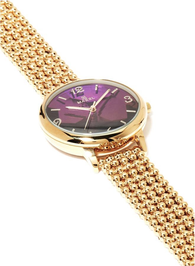 ماكسل ساعة يد بعقارب من مجموعة فاشن MX301 - مقاس 32 ملم - لون ذهبي للنساء - Image 3