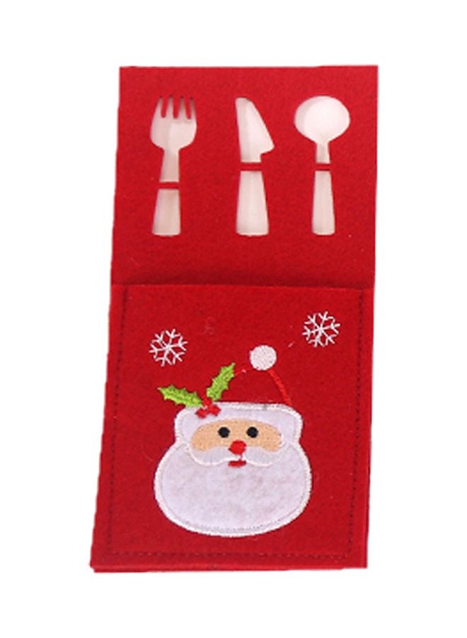 Beauenty Christmas Themed Embroidered Knife And Fork Bag Red/White 10x20cm 