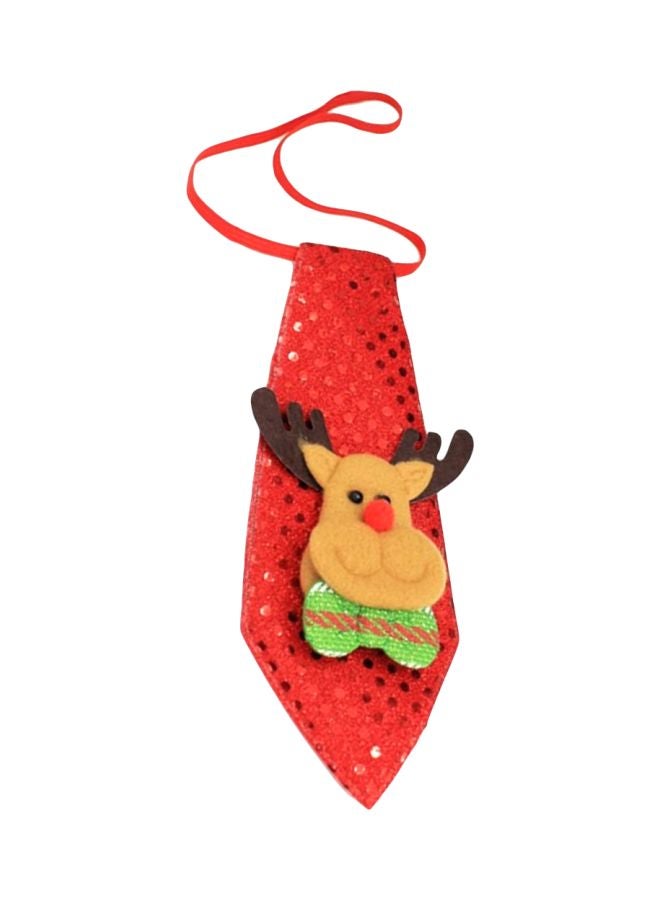 بيوينتي ربطة عنق مطرزة بالترتر على شكل حيوان الرنة أحمر/ بني/ أخضر 20x8سم - Image 1