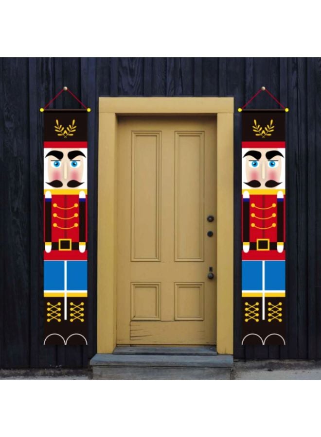 بيوينتي طقم ديكور معلق للحائط بتصميم فني لجنود مكون من قطعتين أسود/أحمر/أصفر 180x30سم - Image 2