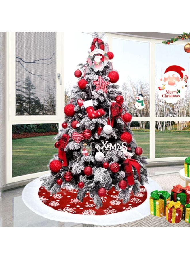 Beauenty Snowflake Printed Decorative Tree Skirt Red/White 101cm - Image 3