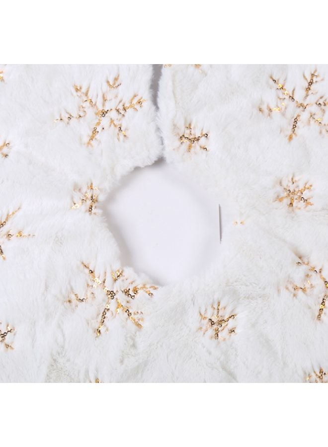 Beauenty Decorative Snowflake Embroidered Tree Skirt White/Gold 90cm  - Image 2