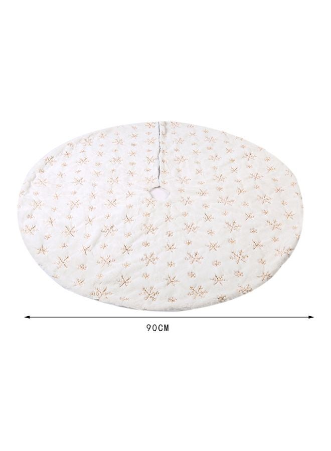 Beauenty Decorative Snowflake Embroidered Tree Skirt White/Gold 90cm  - Image 3