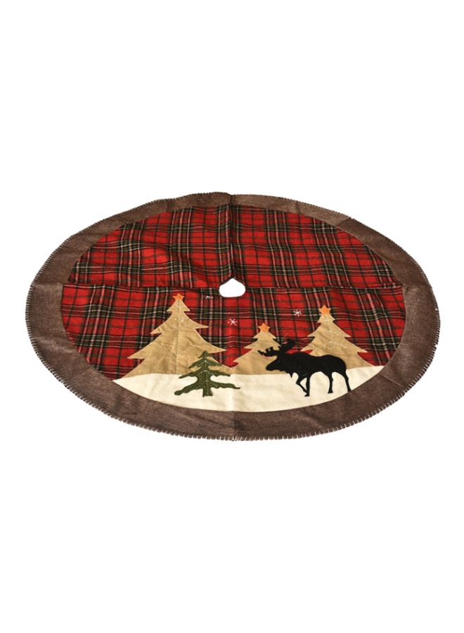 Beauenty Decorative Plaid Pattern Embroidered Tree Skirt Red/Black/Brown 108cm  - Image 1