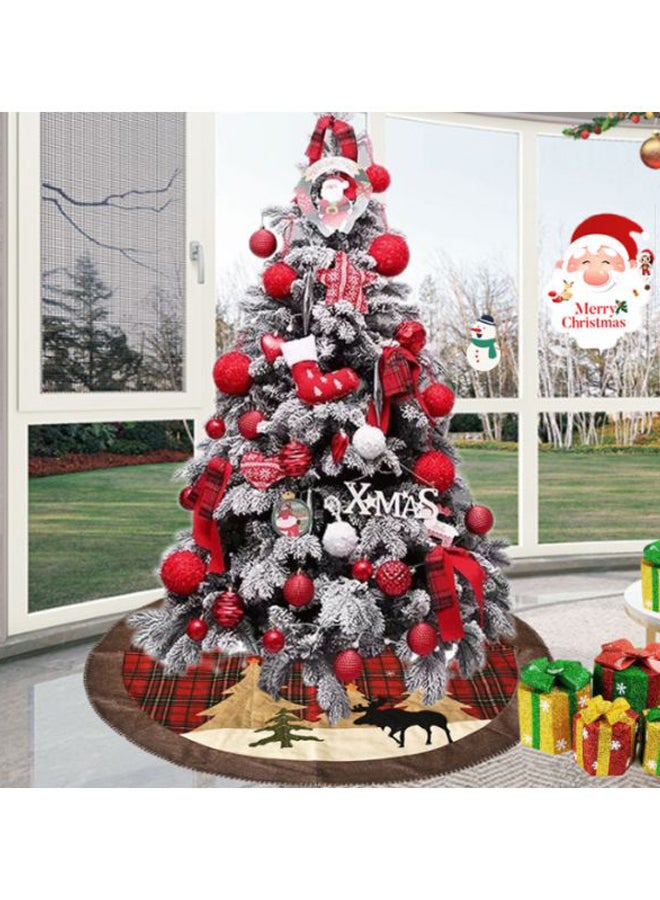 Beauenty Decorative Plaid Pattern Embroidered Tree Skirt Red/Black/Brown 108cm  - Image 3