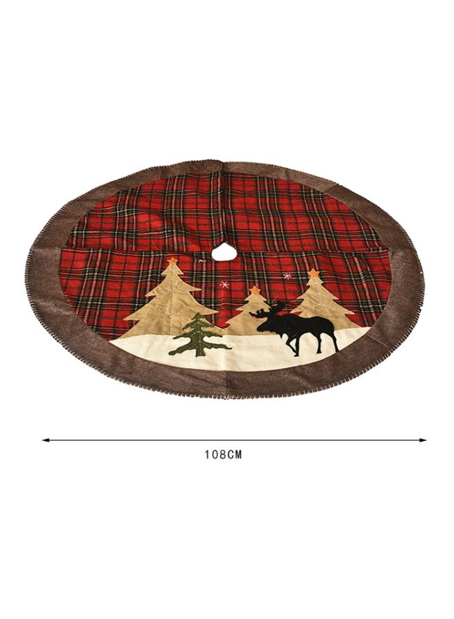 Beauenty Decorative Plaid Pattern Embroidered Tree Skirt Red/Black/Brown 108cm  - Image 4