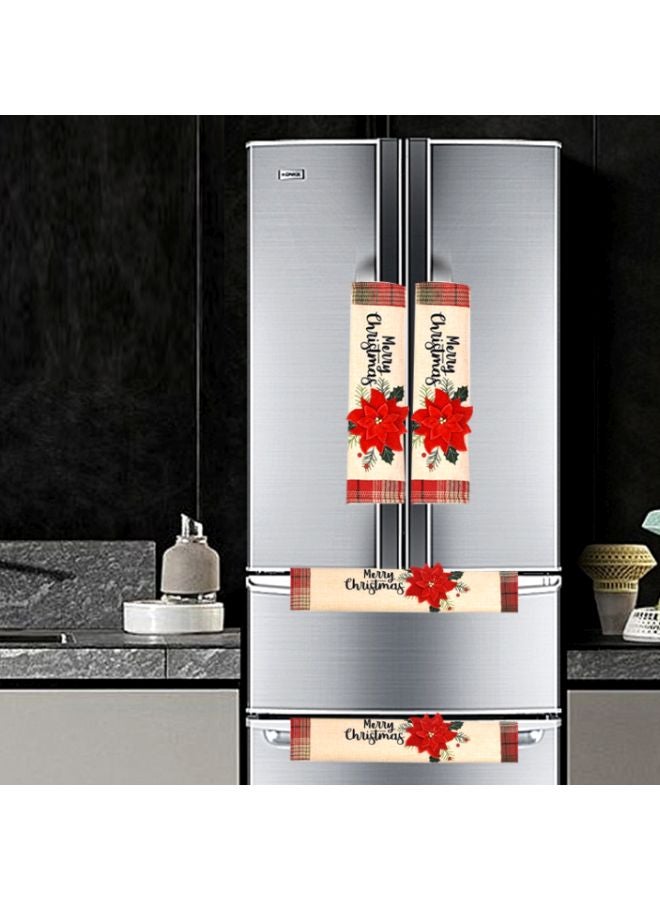 Beauenty 3-Piece Floral Design Refrigerator Handle Covers Beige/Red/Black 3x (30x14)cm  - Image 2