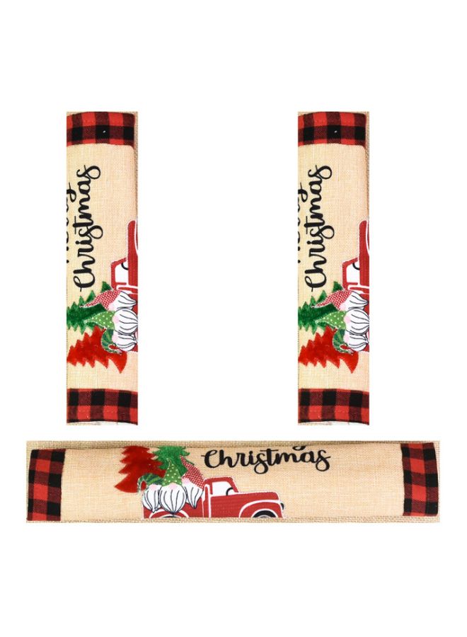 Beauenty 3-Piece Decorative Refrigerator Handle Covers Beige/Red/Black 3x (30x14)cm  - Image 1